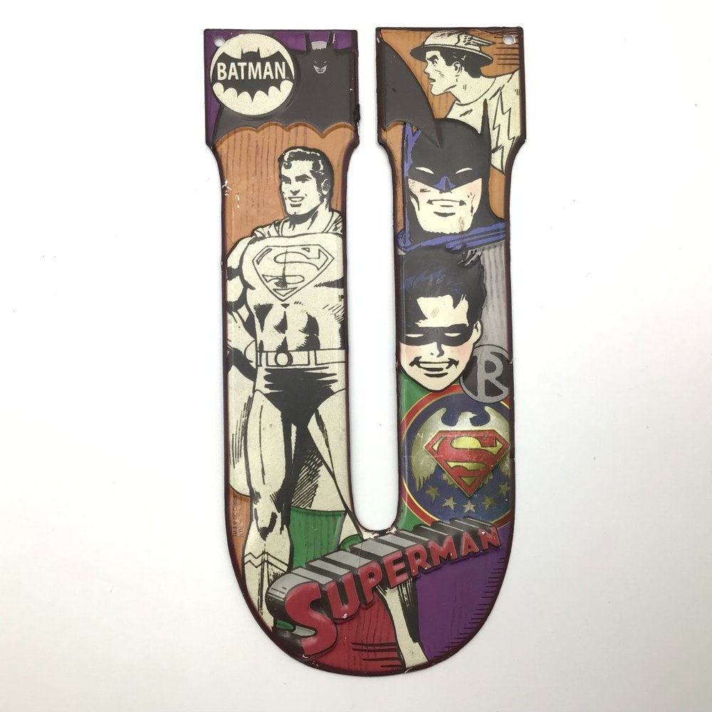 Open Road DC Commics, tin Letter U, Superman, 10"